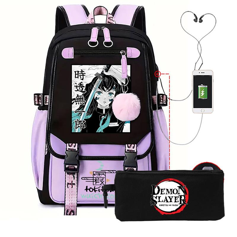 Anime School Bag Tokitou Muichirou Peripheral Backpack Set Student Pencil Bag
