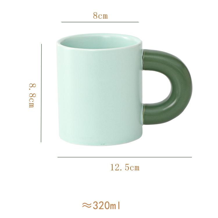 Creative Minimalism Porcelain Mugs Tableware Big Handle Water Cup Coffee Mug Dining Table Afternoon Tea Teacup Fruits Juice Cup