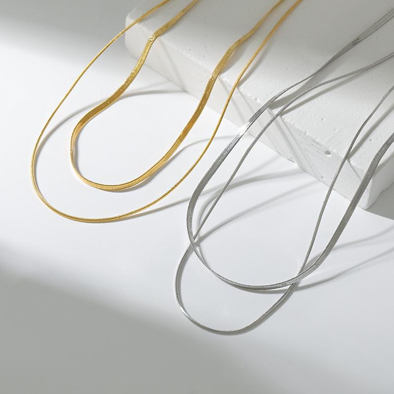 New 2025 Stainless Steel Double Layered Stacking Chain Necklace Women Woman's Choker Jewelry Necklace for Women