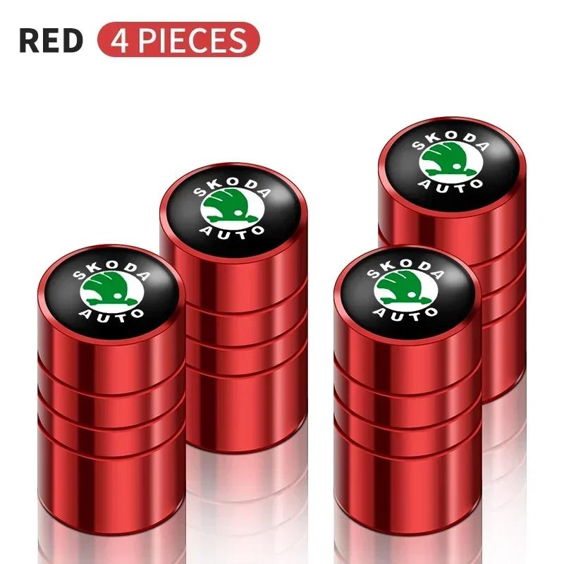 4pcs Car Tire Valve Cap Round Air Dustproof Cover For Skoda Fabia Superb Yeti Octavia Rapid Kodiaq Mk3 A4 A6 A7 2 3 A5 Kamiq vln422