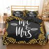 Lover Couples King Queen Duvet Cover Black And White Printed Bedding Set For Adults Valentine's Day Bedroom Decor Quilt Cover