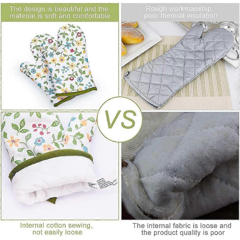 1 Pair Oven Gloves, Heat Resistant Oven Gloves, Non-Slip Insulated Gloves for Grilling, Cooking, Bak