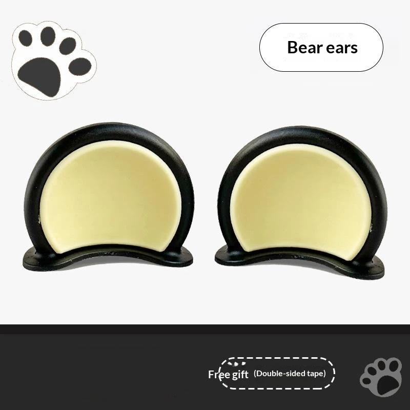 1 Pair Cute Soft Abs Bear Ear Decorations Lovely Kawaii Appearance Fit For Scooters Motorcycles Helmets