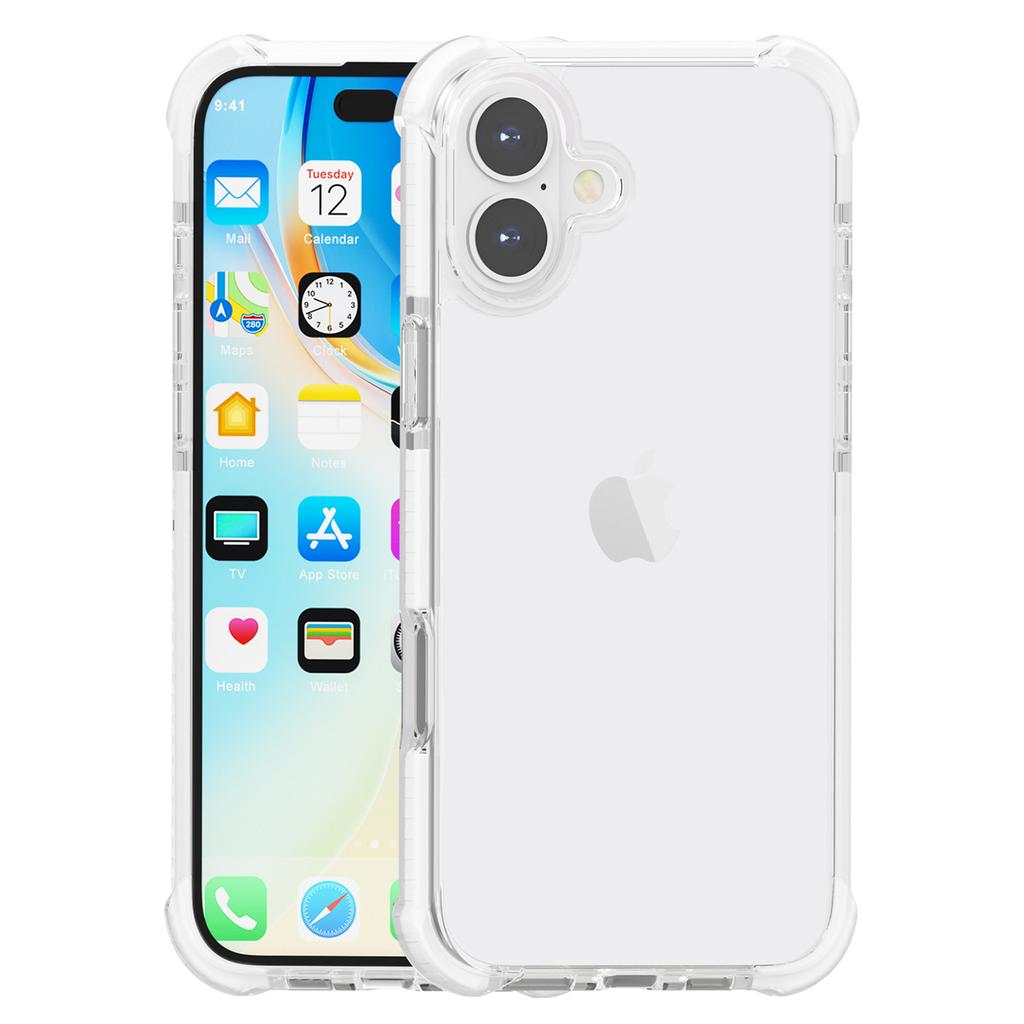 Etui na iPhone 16 Cztery Narożniki Odporne na Upadki Przezroczyste TPU + TPE + PC Pokrowiec na Telefon