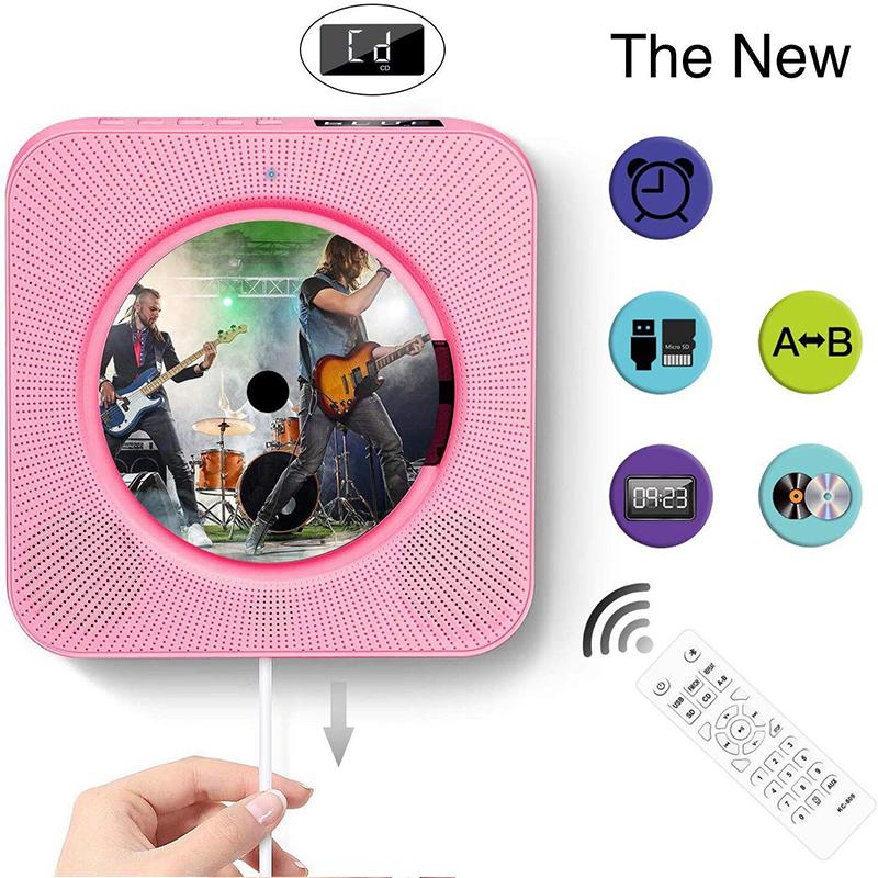 

CD-плеер подвесной Bluetooth бытовой проводной переключатель дизайн английский портативный CD-плеер для дома розовый