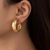 Fashion Stainless Steel Smooth Metal Chunky Hoop Earrings for Women Vintage Round Circle Drop Earrings Trendy Party Jewelry