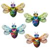 KX4B Eye Catching Metal Bees Ornament Colorful 3D Bees for Garden Yard Decoration (Set of 4)