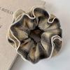Retro Large Double Layer Plaid Lace Hair Scrunchies Brown Headbands Womens Elegant Hair Tie Girl Hair Rope Rubber Band Headdress