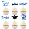12 Pcs Graduation Season Celebration Cake Prop Insert Cap Cupcake Topper Party Decoration Toppers 2024 Card Decors Paper Picks
