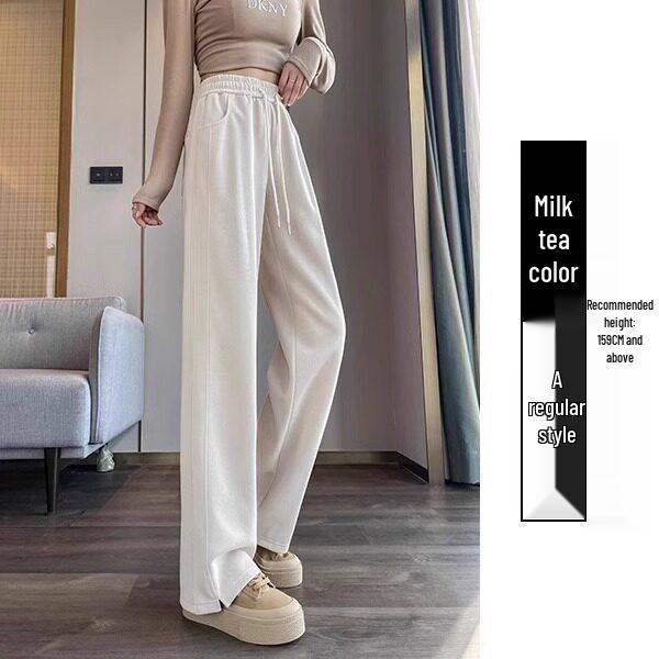 Women s Gray High Waist Wide Leg Cotton Sweatpants - Petite, Loose Fit, Spring/Fall/Winter S
