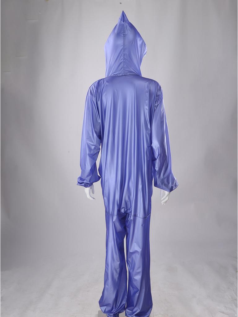 One Piece Waterproof Hooded Jumpsuit Rainwear Front Zipper and Button Fastening Drawstring Hood for Men Women Outdoor Work