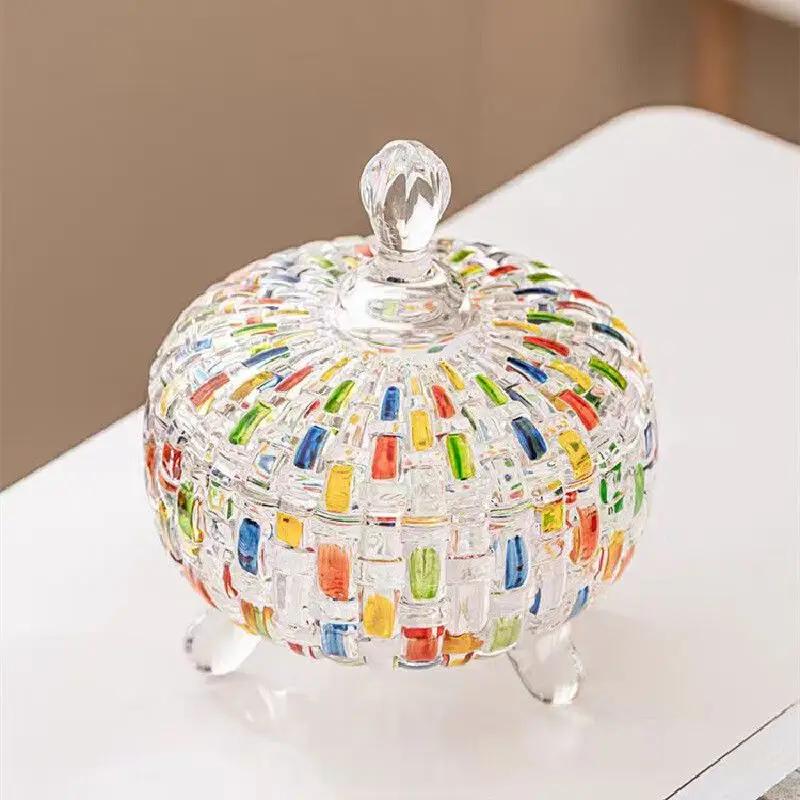 Glass Candy Organizer with Lid,Christmas Clear Crystal Jar,Party Wedding Decorative Container,Home Decoration,Dishwasher Safe