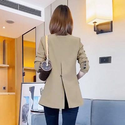 Bahar Kore Gevşek Kadın Ceket Siyah Moda Blazers Çentikli Ofis Bayan Uzun Kollu Resmi Ceketler