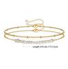 Double Layer Bead Chain Bracelet Set with Semi-precious Stones and Faux Baroque Pearls On 18K Plated Stainless Steel