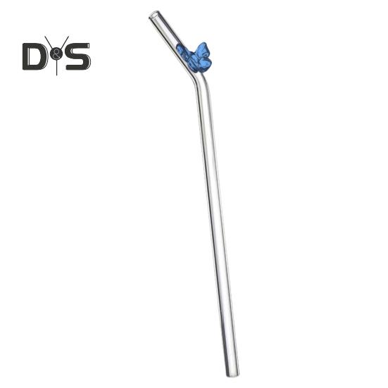 Glass Reusable Straw Colorful Butterfly Design Glass Straw Heat-Resistant Transparent Borosilicate Straws