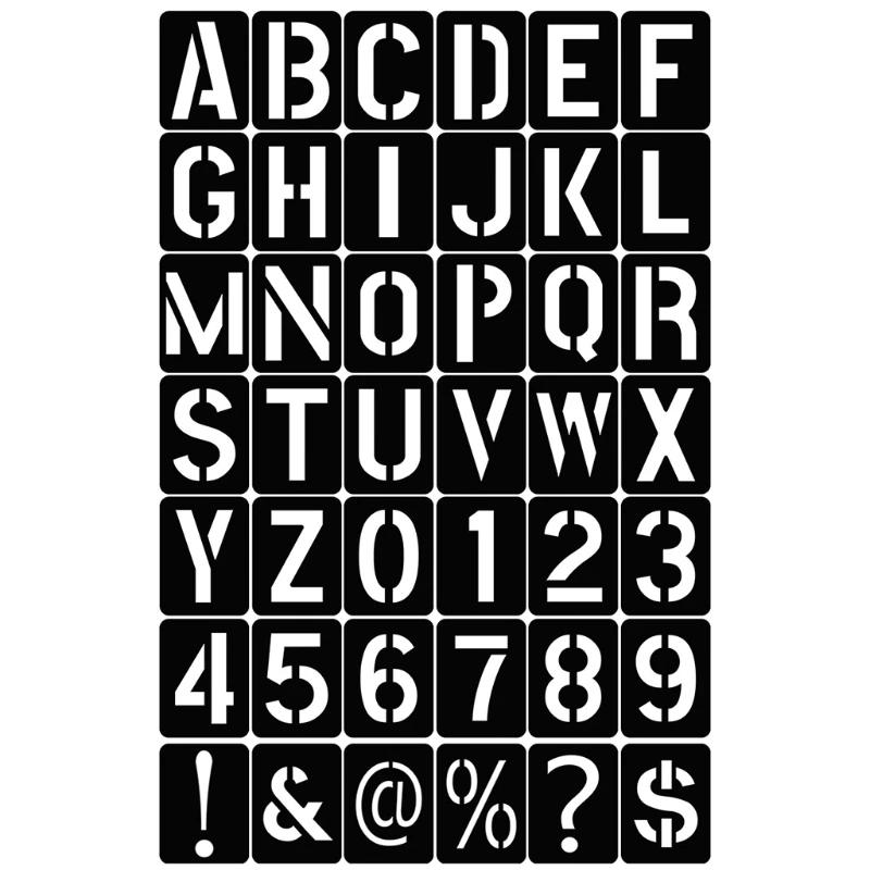 

42 Pieces/Set Letter Number Stencil Set Plastic Alphabet Painting Templates Mold Kit for Painting on Wall Home Decor чёрный