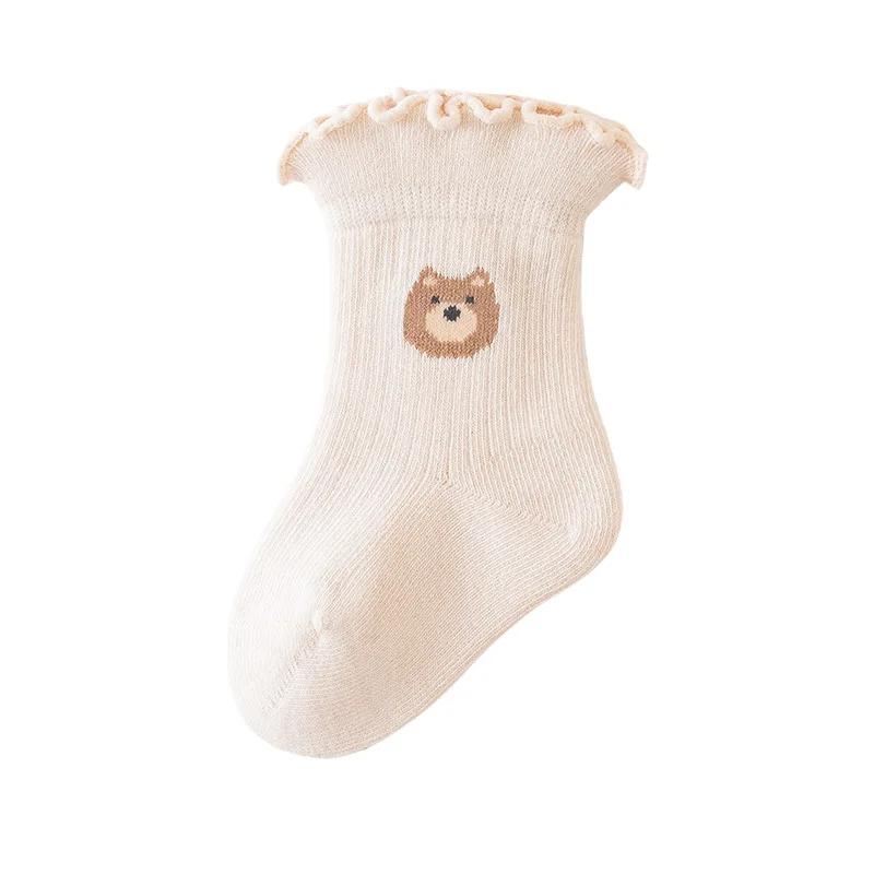 Cute Cartoon Bear Rabbit Baby Socks Spring Autumn Cotton Infant Toddler Ruffle Socks Casual Kids Mid Tube Socks