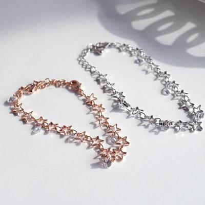 Bracelet Chaîne Gabey Star Or Rose Argent Zircon Cubique Femme