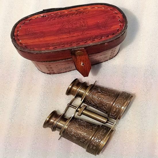 Brass Binocular Leather Case Telescope Spyglass-Binocular-Gifts
