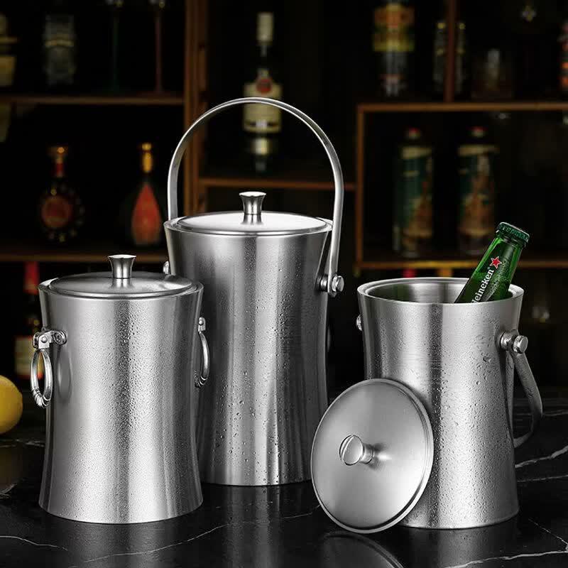 Stainless Steel Double-Layer Insulated Ice Bucket