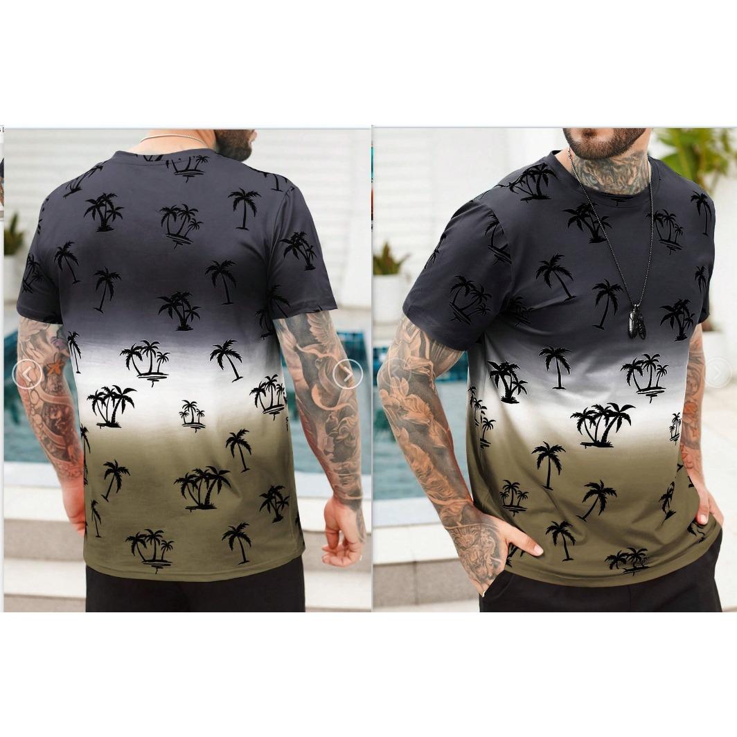 

Летняя футболка с круглым вырезом, 3D-принтом с градиентным кокосовым деревом, модная, повседневная, с коротким рукавом, мужская 6XL