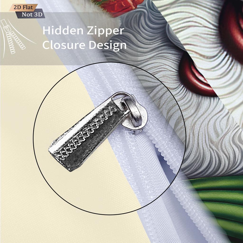 3pcs Cartoon Santa Claus Printed Chipless Duvet Set, Multi Size Bedroom Dormitory Holiday Bedding Decoration, Machine Washable