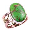 Natürlicher Grüner Kupfer-Türkis 925 Sterlingsilber Schmuck Zweifarbiger Ring S.7 P7j19