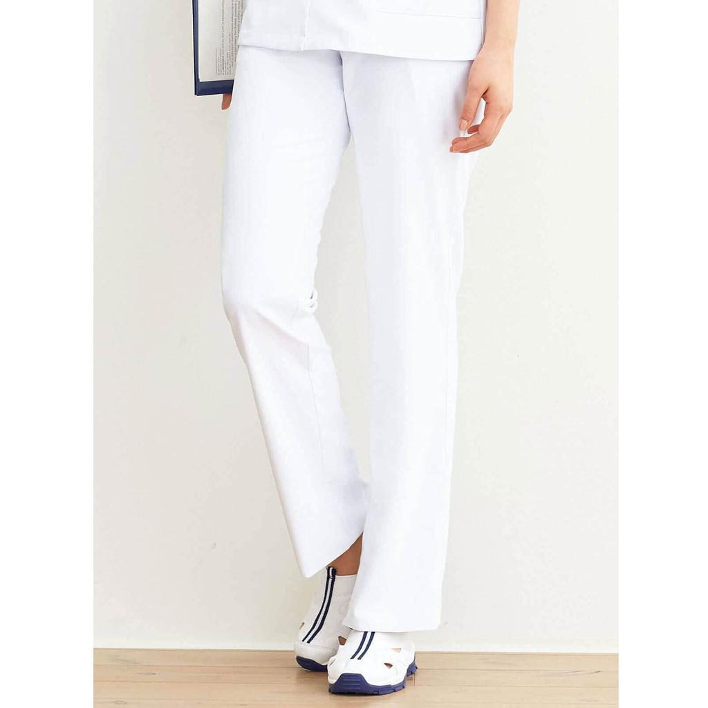 Anfamie Nurse Pants, Back Lacquer, Loose Fit, Slim Fit, Quick-Drying, Anti-Static, Slimming, Women's, White, Size M