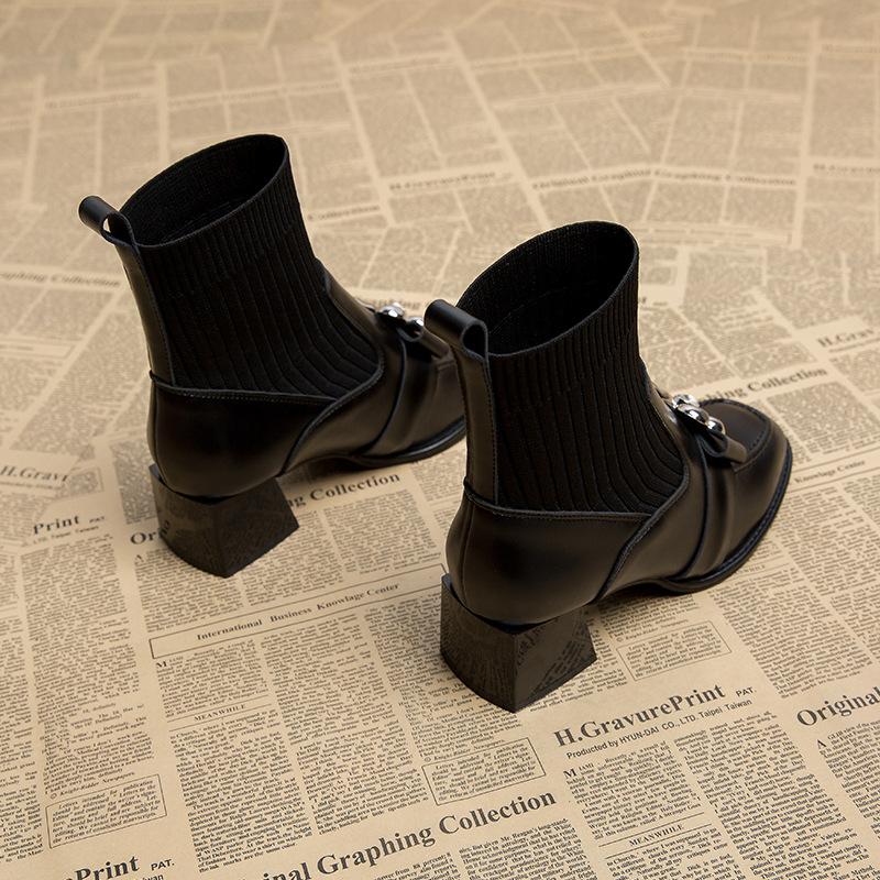 Elastic Socks Boots Women's Super Feet Small Skinny Boots Elastic High Heel Thick Martin Boots