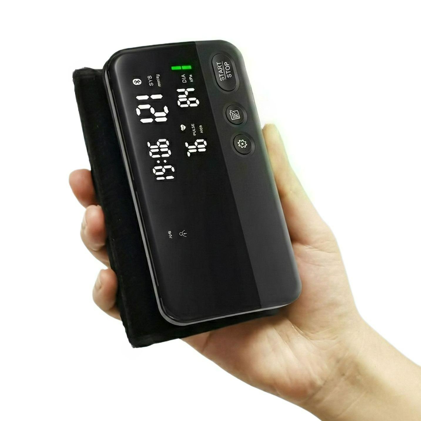 Автоматический тонометр на плечо Портативный цифровой тонометр с Bluetooth Большой светодиодный дисплей Регулируемая большая манжета Сфигмоманометр