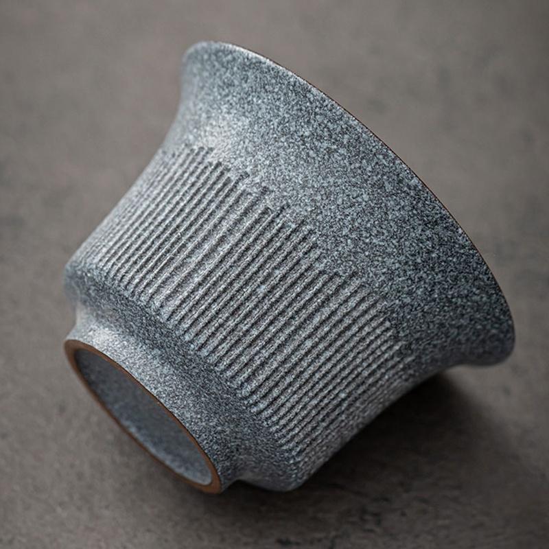 140ml Blue Stone Glaze Ceramic Gaiwan Vintage Sancai Bowl Japanese Style Tea Ceremony Bowl