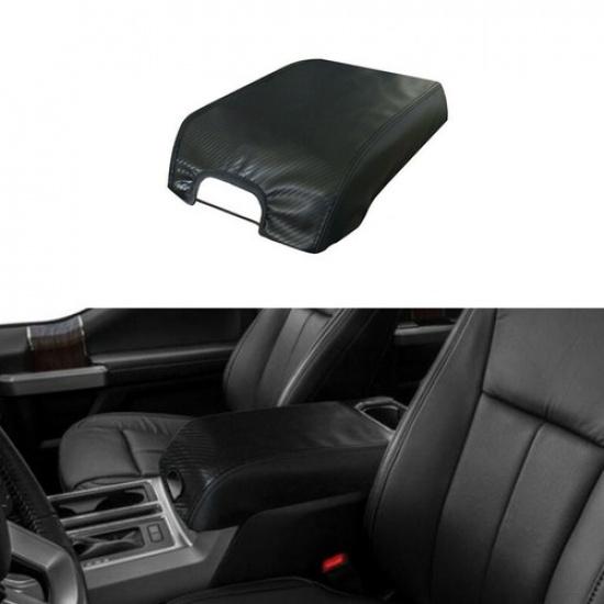 Carbon Fiber Leather Central Armrest Box Cover Protect Case For Ford F150 15-19