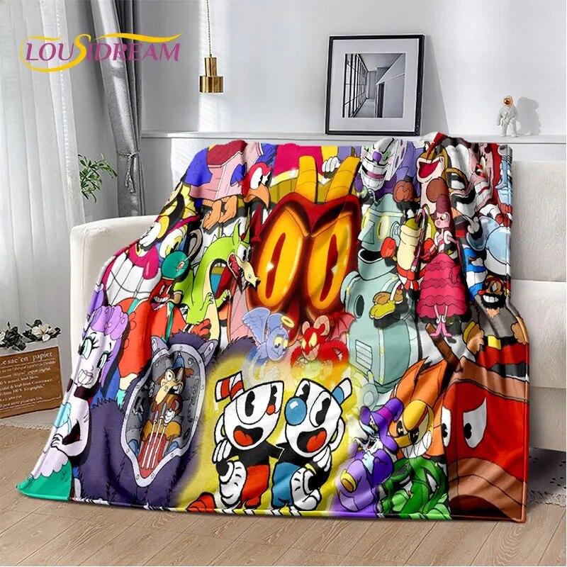 Cuphead and Mugman,Game Gamer Soft Plush Blanket,Flannel Blanket Throw Blanket for Living Room Bedroom Bed Sofa Picnic Cover Kid