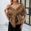Women's Winter Fashion Faux Fr Scarf Shawl Coat