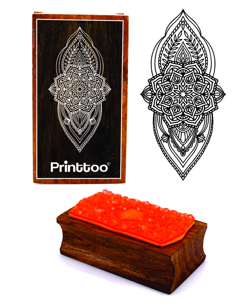 Printtoo Damask Pattern Rectangular Wooden Rubber Stamp Block Scrap-Booking