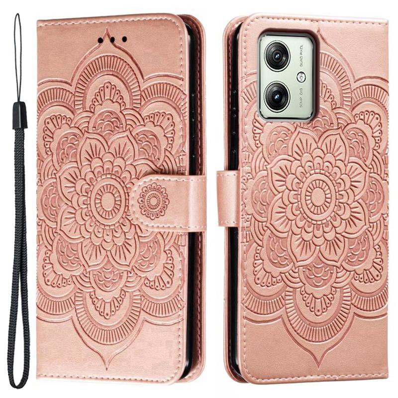For Motorola Moto G54 5G Case PU Leather Mandala Imprinted Design Wallet Phone Cover