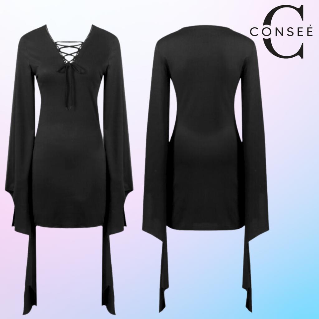 Black Gothic Bat Dress Clothing Vampire Costume Witch Costume
