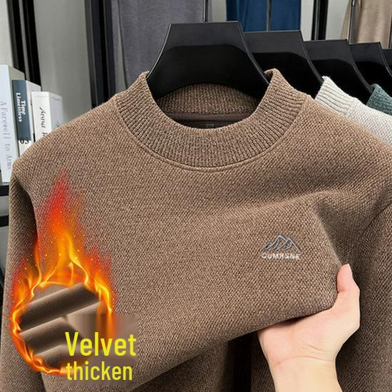 Men's Velvet Thick Winter Knit Chenille High-Collar Sweater