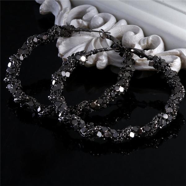 

Большие черные круглые серьги-скрабы, блестящие блестящие серьги для ночного клуба, женские преувеличенные вечерние ювелирные изделия в стиле панк, подарок 0 чёрный