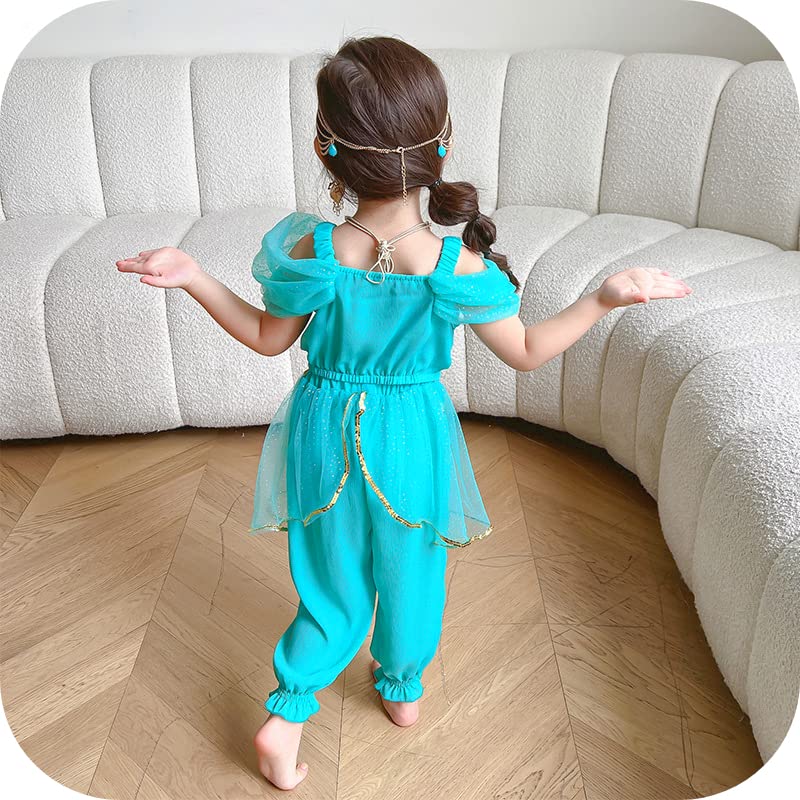 CREDIBLE Princess Cosplay Luxury Arabian Costume Set Heart Magic Original NT5461 Dress, Kids' Costume, 7-Piece (Top, Pants, Tiara, Necklace, Bracelet,