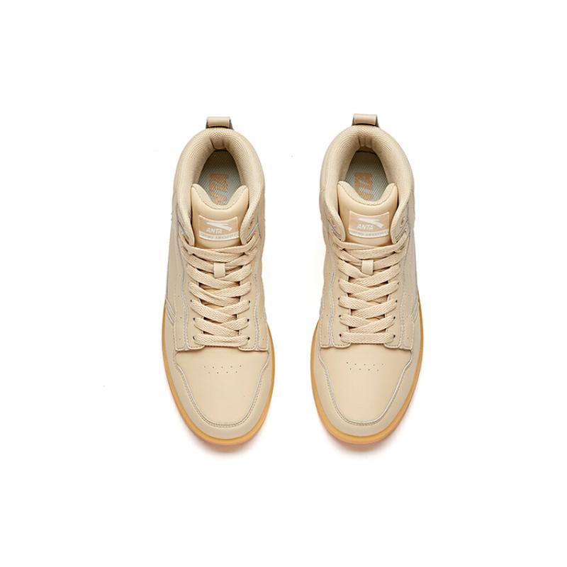 Anta Life Collection High-Top Skateboard Shoes Men's Oatmeal White Sneakers 91948088-8