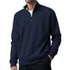 Men's Fleece-Lined Quarter-Zip Hoodie - Color High Collar Stand-Up Neck Men's Top