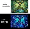Green Nature Tree Tapestry Fantasy Foresty Tapestry Blacklight Jellyfish Wall Hanging UV Reactive Tree of Life Tapestries Trippy