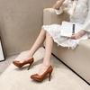 Fashion Spring New Black High Heels Sexy 11cm Pointed Toe Platform Stiletto Size 34-41 Lady Party Single Shoe Career Womens Pumps