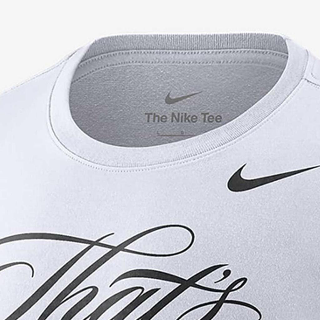 Nike Men's White Loose Fit Crew Neck T-Shirt with Letter Print HQ2113-100