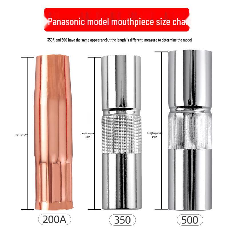 MIG Welding Accessory Set: Gas Shielded Gun, 350 Nozzle, 200 Sleeve, 500A Copper Conductive Tip.