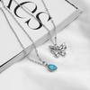 Silver Color Shining Crystal Butterfly Pendant Necklaces Double Layer Pendant Clavicle Choker For Women Jewelry Gifts