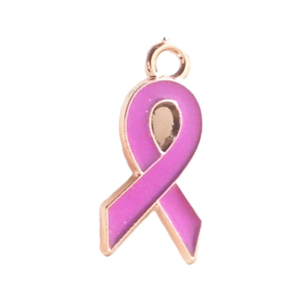 100Pieces Ribbon Pendants Long Lasting Breast Cancers Awareness Charm Hope Ribbon Pendant DIY Earring Dangle Accessory