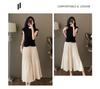 Elegant Summer Dress Set: Slimming, Off-Shoulder Short Sleeve Top with a Beautiful Pleated Midi Skirt for Women