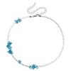 Accessories Bohemian White Rice Beads Blue Imitation Crystal Beaded Splicing Necklace Women'S Versatile Necklace